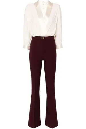 Elisabetta Franchi Jumpsuits & Playsuits, Dam, L, Jumpsuit i sidenmix med omlottkrage