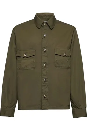 Saint Laurent Jacka, Herr, L, Bomull, Grön bomullsskjorta med fickor
