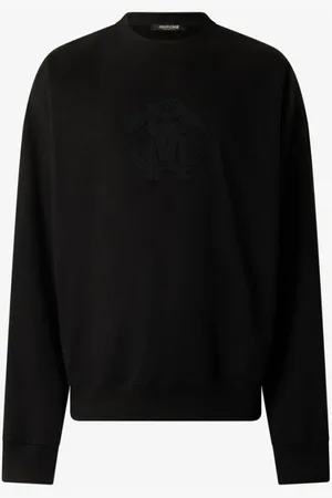 Roberto Cavalli Sweatshirts & Hoodies, Herr, M, Bomull, Snake Monogram Embroidered Cotton Sweatshirt