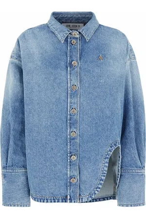 The Attico Jacka, Dam, L, Bomull, Blå Broderad Jeansjacka