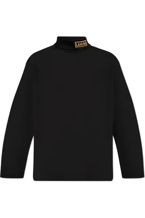 Lanvin Stickade tröjor & koftor, Herr, M, Bomull, Pikétröja med polokrage och logotyp