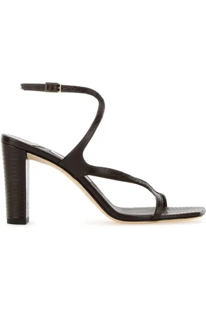 Jimmy Choo Skor, Dam, 37 EU, Läder, Bruna lädersandaler med 8,5 cm klack