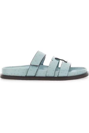 Tory Burch Skor, Dam, 36 EU, Läder, Blå Lädersandaler med Patch Logo