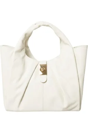 Borbonese Väska, Dam, ONE Size, Läder, Medium Shopping Bag - Cream Chantilly