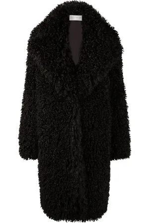 Nina Ricci Jacka, Dam, L, Fuskpäls, Svart Oversized Kappa i Fuskpäls