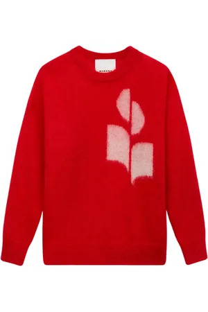 Isabel Marant Stickade tröjor & koftor, Herr, M, Röd Mohair Logo Tröja Långärmad
