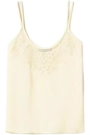 Twin-Set Topp, Dam, XS, Bomull, Blommig broderad viskos top