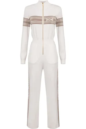 Elisabetta Franchi Jumpsuits & Playsuits, Dam, M, Viskos Jumpsuit med Kontrasterande Band