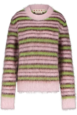 Marni Stickade tröjor & koftor, Dam, S, Randig Mohair Pullovertröja