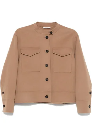 Max Mara Jacka, Dam, L, Camel Jacket Supreme Design Button-Down Collar