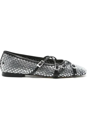 Mach & Mach Skor, Dam, 38 1/2 EU, Kristall Square Toe Ballerinas med Remmar