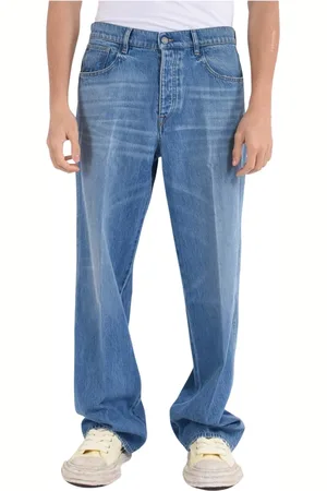 LANEUS Jeans, Herr, W34, Denim, Lös Baggy Denim Jeans Ljusblå