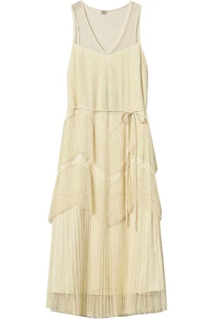 Twin-Set Klänning, Dam, M, Polyester, Elegant Ivory Spetsklänning