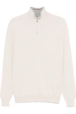 FEDELI Stickade tröjor & koftor, Herr, L, Lyxig Cashmere Half-Zip Stickad Tröja
