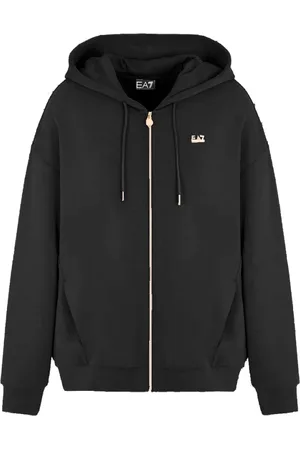 EA7 Sweatshirts & Hoodies, Dam, XL, Bomull, Svart Tröja Core Lady Hoodie