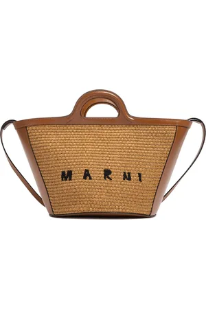 Marni Väska, Dam, ONE Size, Läder, Brun läderväska med vävda paneler