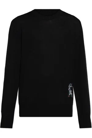 Burberry Stickade tröjor & koftor, Herr, XL, Logopatch Stickad Tröja