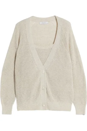 Max Mara Stickade tröjor & koftor, Dam, L, Bomull, Twinset-tröjor i bomull och linne