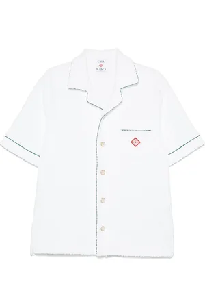 Casablanca Skjorta, Herr, L, Bomull, Vit skjorta med logotypmärke