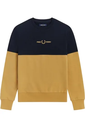 Fred Perry Sweatshirts & Hoodies, Herr, M, Bomull, Color Block Sweatshirt med Broderad Logotyp