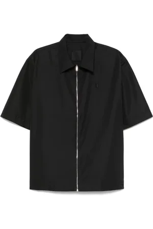 Givenchy Skjorta, Herr, L, Svart Skjorta med Dragkedja Korta ärmar