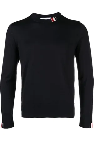 Thom Browne Stickade tröjor & koftor, Herr, L, Crew Neck Jumper RWB Stripe
