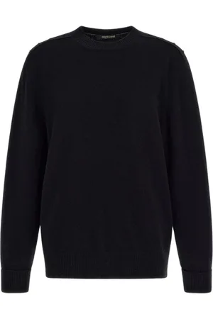 Roberto Cavalli Stickade tröjor & koftor, Dam, XS, Golden Button Crew-neck Pullover