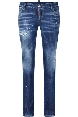 Dsquared2 Jeans, Dam, M, Bomull, Slim Fit Jeans med Använd Look