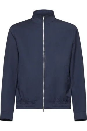 Brunello Cucinelli Jacka, Herr, L, Nylon, Blå Ulljacka med Ståkrage