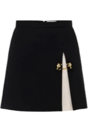 Elisabetta Franchi Kjol, Dam, XS, Kontrasterande plisserad kort kjol med manschettknapp