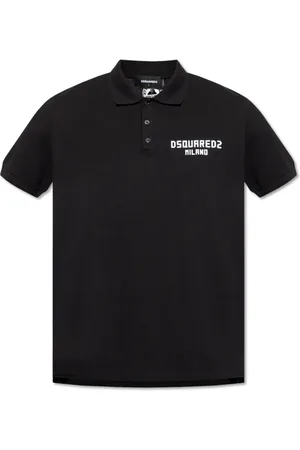 Dsquared2 Topp, Herr, L, Bomull, Pikétröja med logga i sammetsfinish