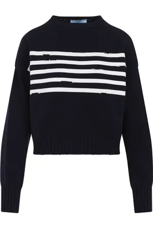 Prada Stickade tröjor & koftor, Dam, 2Xs, Bomull, Blå Tröja för Kvinnor
