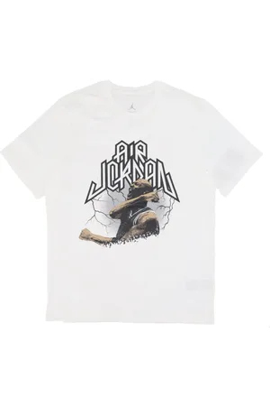 Jordan Topp, Herr, L, Bomull, Grafisk T-shirt Vit/Svart Kortärmad