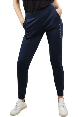 EA7 Byxor, Dam, S, Bomull, Joggers Marinblå Casual Stil