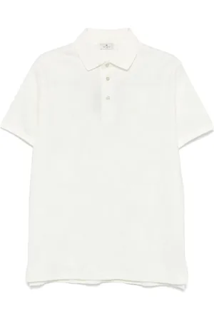 Etro Topp, Herr, 3Xl, Bomull, Paisley Print Pikétröja Vit