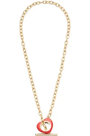 A.P.C. Accessoarer, Dam, ONE Size, Gyllene Halsband med Hjärtberlock och T-lås