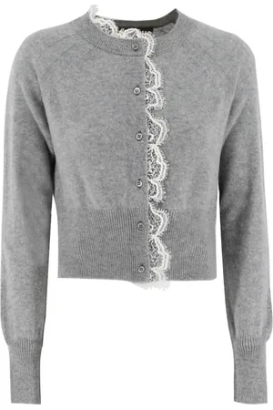 ERMANNO SCERVINO Stickade tröjor & koftor, Dam, L, Kashmir, Kofta med spetsdetaljer