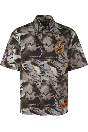 Heron Preston Skjorta, Herr, L, Bomull, Camouflage Popline Skjorta med Logotypdetalj
