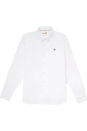 Timberland Skjorta, Herr, M, Vit Broderad Logotyp Slim Fit Skjorta