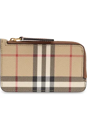 Burberry Accessoarer, Dam, ONE Size, Läder, Rutig korthållare med dragkedja