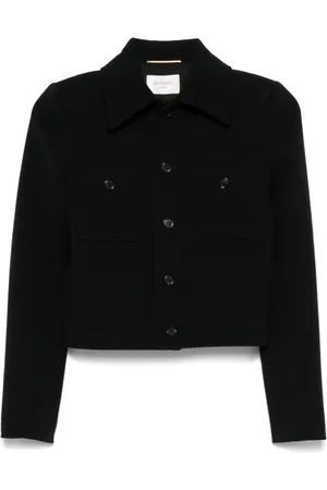 Saint Laurent Jacka, Dam, S, Denim, Svart knappad jacka med fickor