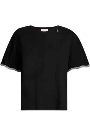 Liu Jo Topp, Dam, L, Bomull, Kortärmad bomulls-t-shirt med metallbokstäver