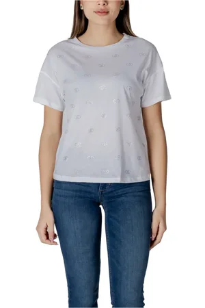Liu Jo Topp, Dam, M, Bomull, Kortärmad T-shirt i bomull med rund halsringning