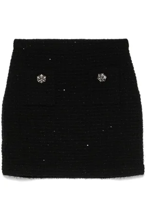 Self-Portrait Kjol, Dam, M, Sequin Embellished Knit Skirt