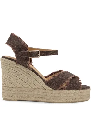 Castaner Skor, Dam, 35 EU, Linne, Kilklackssandaler med 11 cm klack