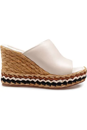 Paloma Barceló Skor, Dam, 36 EU, Läder, Ivory Läder Raffia Kil Sandal