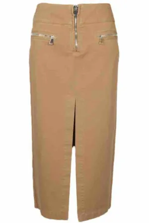 Dondup Kjol, Dam, M, Bomull, Lång Slim Fit Cady-kjol med slitsar