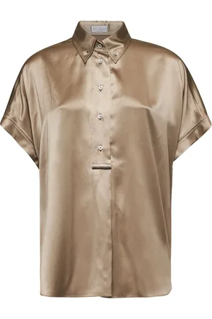 Brunello Cucinelli Blusar & Skjortor , Dam, L, Silk Kimono Sleeve Blouse