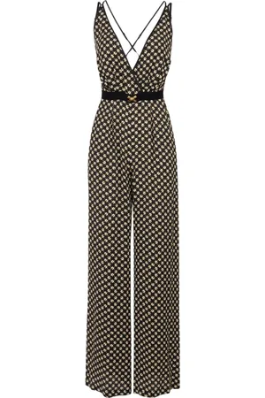 Elisabetta Franchi Jumpsuits & Playsuits, Dam, M, Georgette Wrap Neck Palazzo Pants Jumpsuit