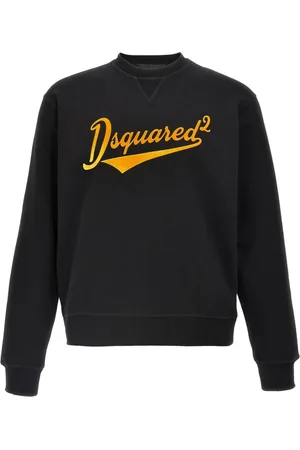 Dsquared2 Sweatshirts & Hoodies, Herr, L, Bomull, Svart Logotröja Långärmad